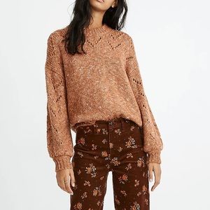 Madewell Pointelle Bubble-Sleeve Pullover Fall Cozy Sweater Size XS